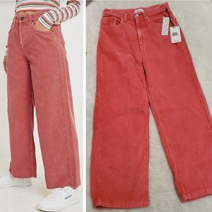 NWT Urban Outfitters BDG Pink Rose Retro High and Wide Corduroy Pants, Size 29